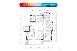 名邦·新都会3室2厅1厨2卫建面118.00㎡