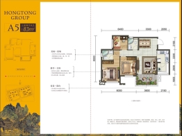 鸿通·九熙府3室2厅1厨2卫建面83.00㎡