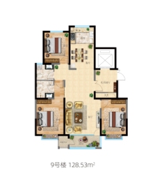 铂悦公馆3室2厅1厨2卫建面128.53㎡