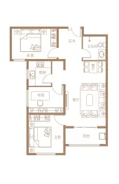 滨湖国际3室2厅1厨1卫建面103.90㎡