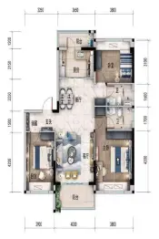 普洱碧桂园中梁天宸3室2厅1厨2卫建面117.00㎡