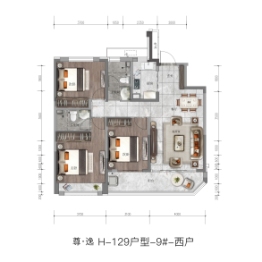 中信泰富·济南尊3室2厅1厨2卫建面129.00㎡