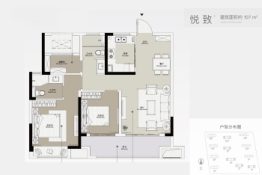 大唐&中南上悦城3室2厅1厨2卫建面107.00㎡