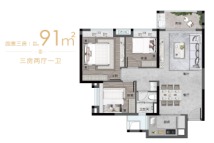 万科城市之光F5、F6栋建面91㎡户型