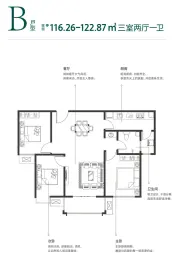 恒富·蓝天公馆3室2厅1厨1卫建面116.26㎡