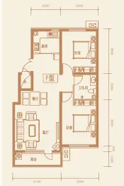 鑫源·鑫都汇2室2厅1厨1卫建面96.36㎡