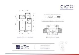 华润置地大连湾国际社区2室1厅1厨1卫建面75.0㎡