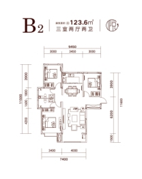 锦悦府3室2厅1厨2卫建面123.60㎡