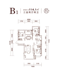 锦悦府3室2厅1厨2卫建面114.10㎡