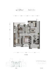 中海·天誉3室2厅1厨2卫建面129.00㎡