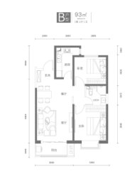沿湖城2室2厅1厨1卫建面93.00㎡