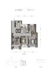 中海·天誉3室2厅1厨1卫建面120.00㎡