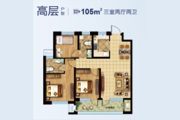 高铁馨苑3室2厅1厨2卫建面105.00㎡