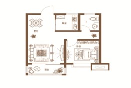 格调云居1室1厅1厨1卫建面60.00㎡