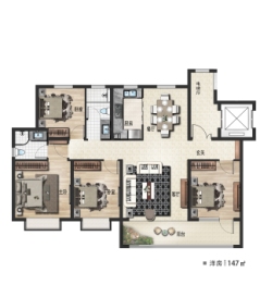 城投·尚德府4室2厅1厨2卫建面147.00㎡