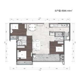 海玥灣3室2厅1厨2卫建面98.44㎡