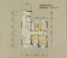 联丰花园4室2厅2卫建面144.20㎡