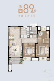 银城春晓观棠2室2厅1厨1卫建面89.00㎡