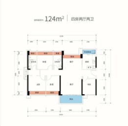 富康·锦绣壹号4室2厅1厨2卫建面124.00㎡