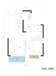 首开光明国风上观2室2厅1厨1卫建面76.00㎡