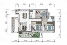 北辰天骄3室2厅1厨2卫建面83.00㎡