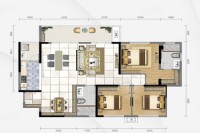F户型， 4室2厅2卫1厨， 建筑面积约114.35平米