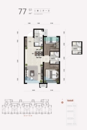 阳光城·翡丽公园2室2厅1厨1卫建面77.00㎡