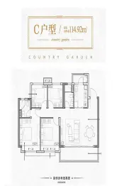 碧桂园·时代之光3室1厅1厨2卫建面114.92㎡