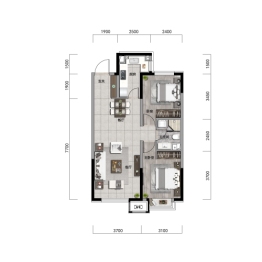 龙湖·锦璘原著2室2厅1厨1卫建面86.00㎡