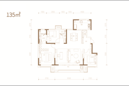 万达水西台3室2厅1厨2卫建面135.00㎡