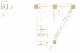 万科大都会星海1室2厅1厨2卫建面90.00㎡