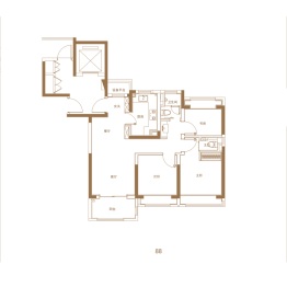 上实海上菁英3室2厅1厨2卫建面88.00㎡