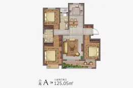 宝丽江山樾3室2厅1厨2卫建面125.05㎡