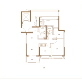 上实海上菁英3室2厅1厨1卫建面86.00㎡