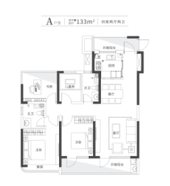 恒融时代4室2厅1厨2卫建面133.00㎡