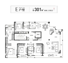 鸿翔玖望4室2厅1厨4卫建面301.00㎡