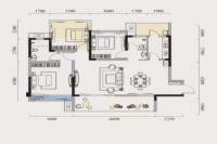 J1户型， 3室2厅2卫1厨， 建筑面积约117.54平米
