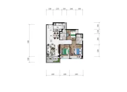 美的云筑3室2厅1厨2卫建面95.00㎡