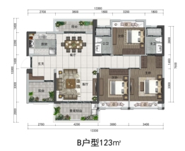 花样年·康城四季御峰3室2厅1厨2卫建面123.00㎡