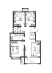 D户型 101平米 3室2厅1卫1厨 平层 南北