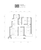 北岭顺城合院3室2厅2卫117㎡C户型