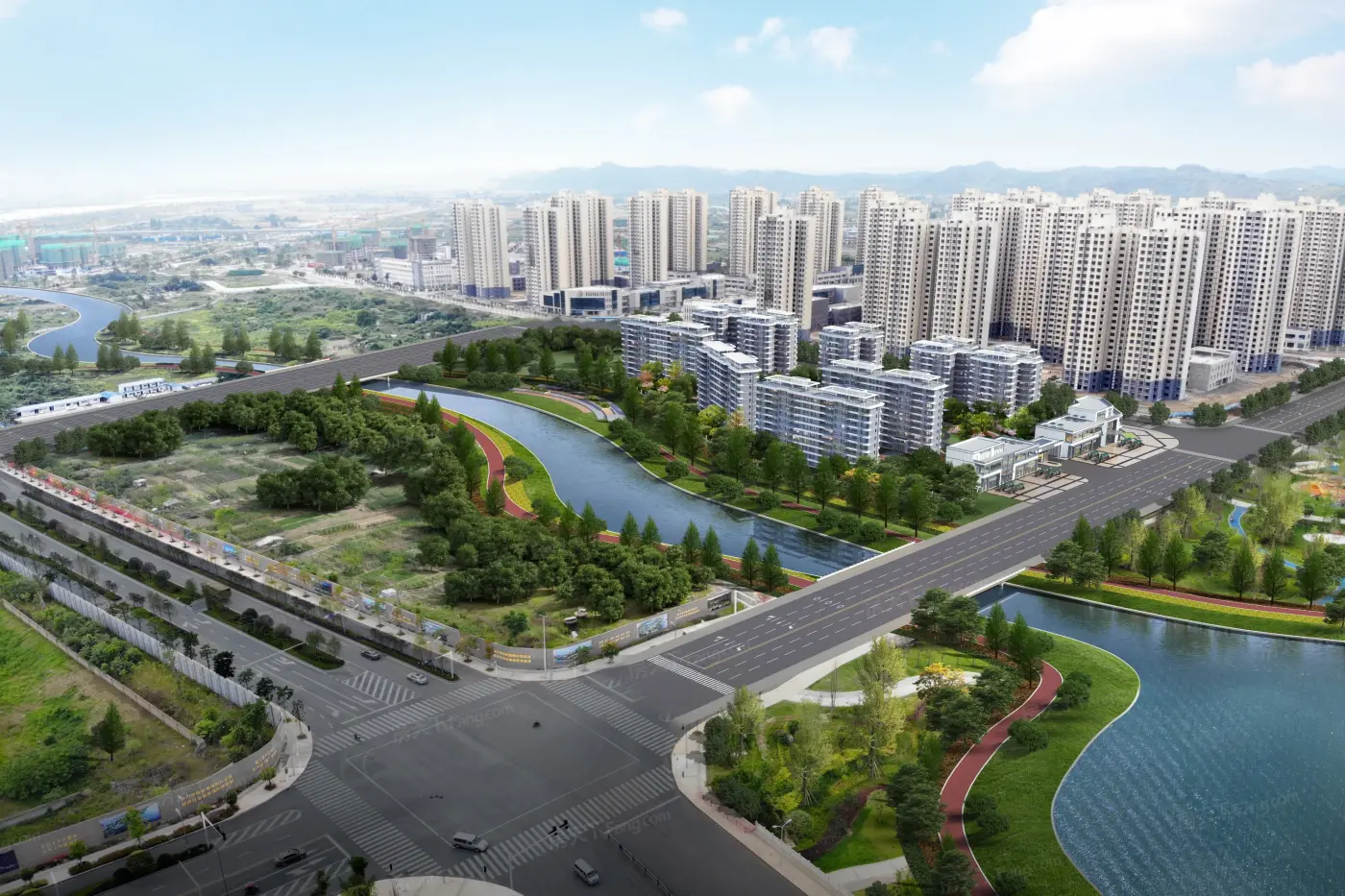 3 / 8 04) 实景鸟瞰效果图