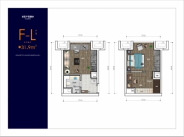 越秀·悦湖台2室1厅1厨1卫建面31.90㎡