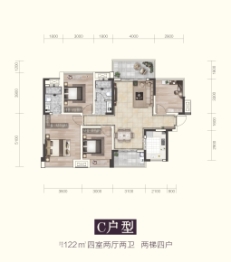 龙腾·紫御江山4室2厅1厨2卫建面122.00㎡