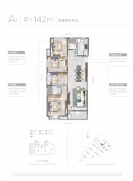 万科城市之光4室2厅1厨2卫建面142.00㎡