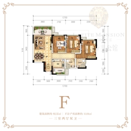 安居 凯达·拉斐公馆3室2厅1厨2卫建面92.35㎡