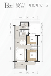 华侨城南海旅游岛2室2厅1厨1卫建面68.00㎡