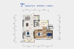 江湾壹号2室2厅1厨2卫建面107.00㎡