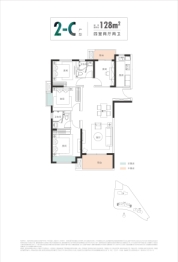 珠江四方印4室2厅1厨2卫建面128.00㎡