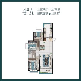 恒大城市小镇·珺睿府3室2厅1厨1卫建面118.00㎡